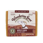 A bar of wrapped apple cider goat milk soap by Wandering Goat.