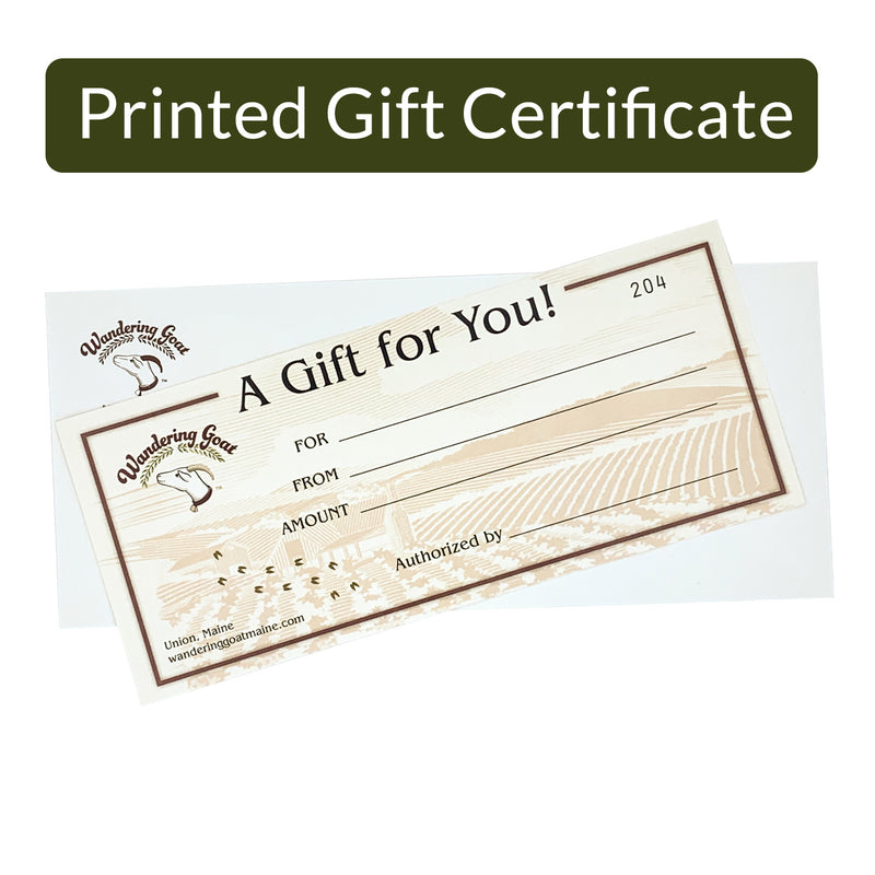 Gift Certificate (Printed and Mailed)